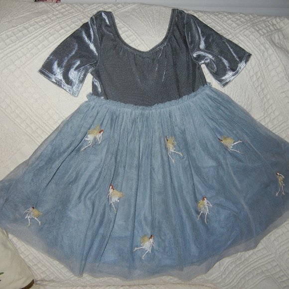 Mini Boden Embroidered Fairy Dress Tulle size 3-4 HTF Silver - Picture 1 of 3
